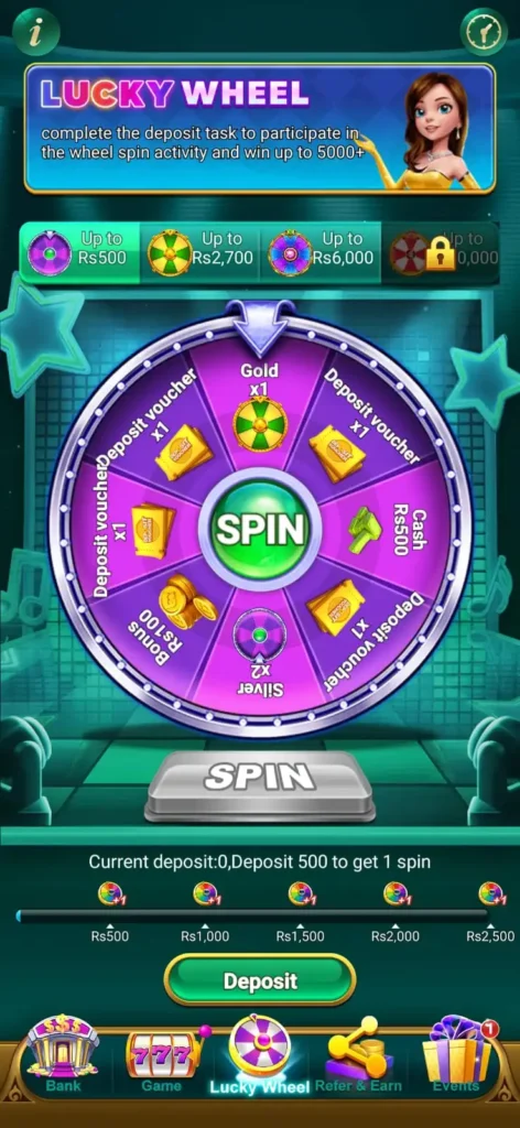 Deposits in PKRSPIN Game App
